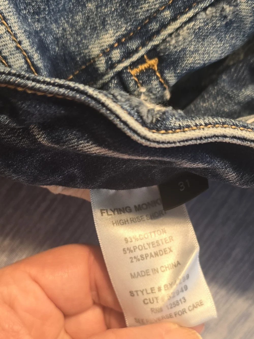 Flying Monkey Dark Blue Denim Waistband Detail